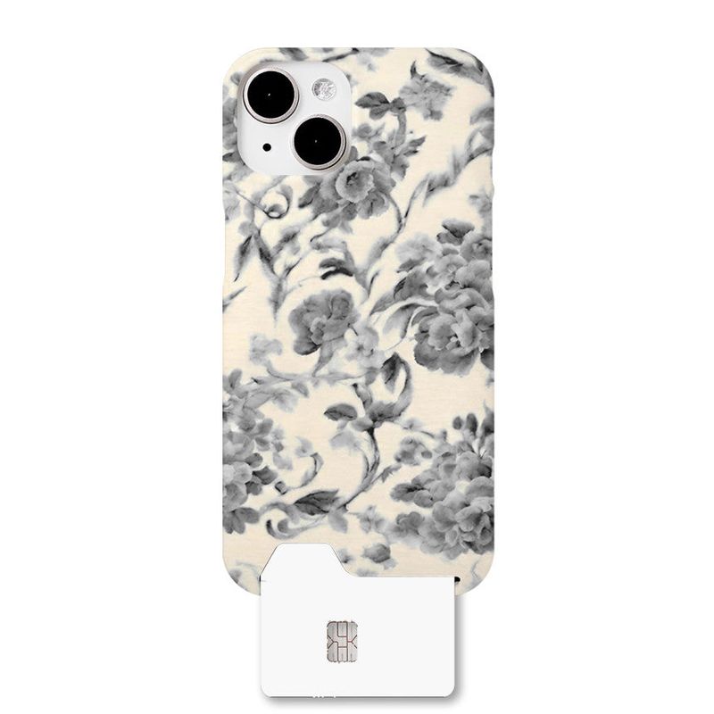 [艶消しハードカード]ヴィンテージ フラワー ブラック スマホケース/[Matte Card] Vintage Flower Black Phone Case