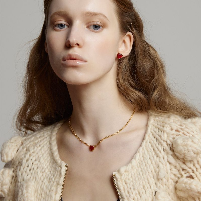 Petite Heart Necklace_Red