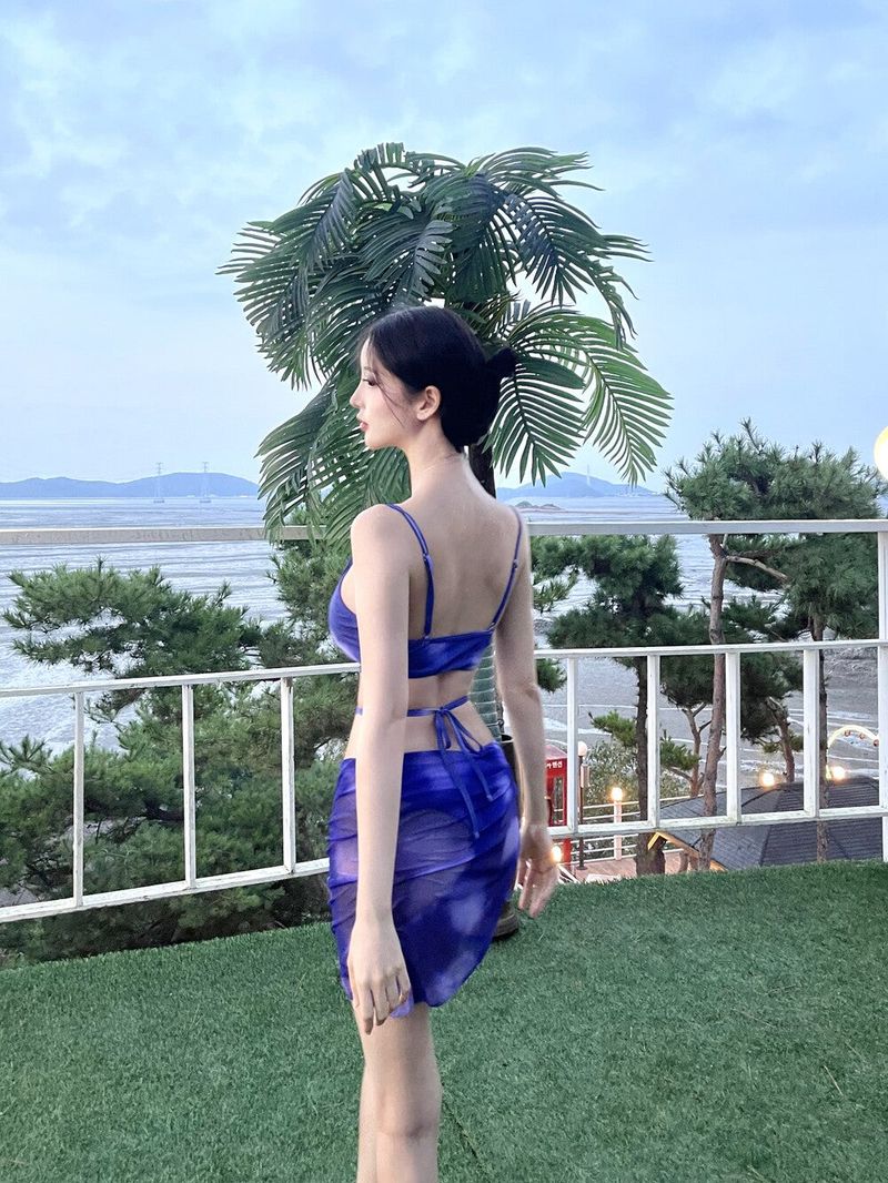 1006. Darling tie-died bikini 3pc (violet)