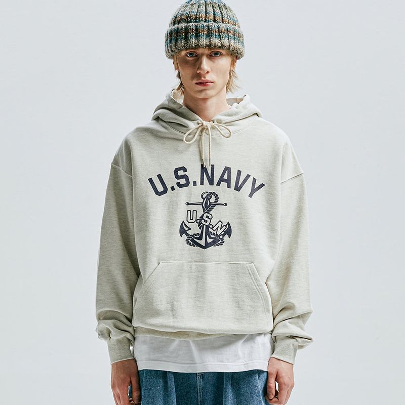 USN HEAVY WEIGHT HOODIE OATMEAL