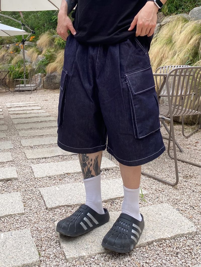 Stitch Bermuda Cargo Denim