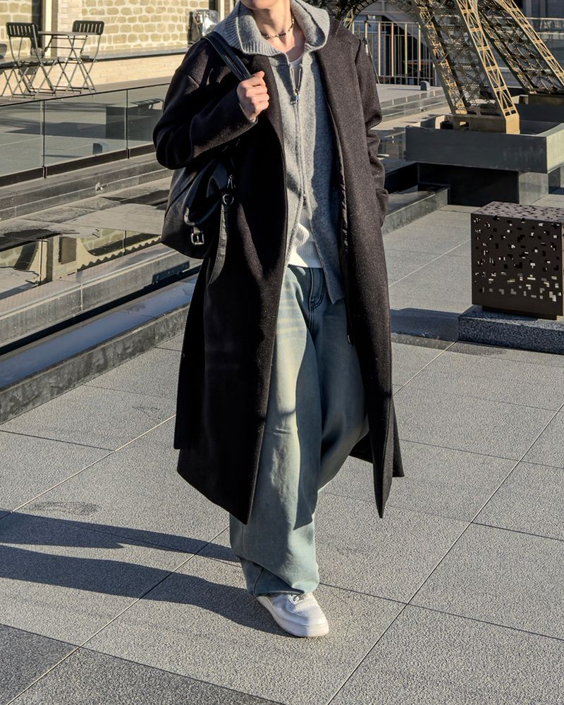 Merry wool knit hood zip-up