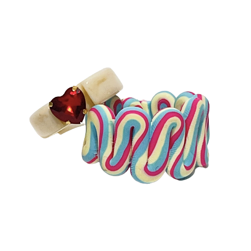 0034 Clay rainbow ring set