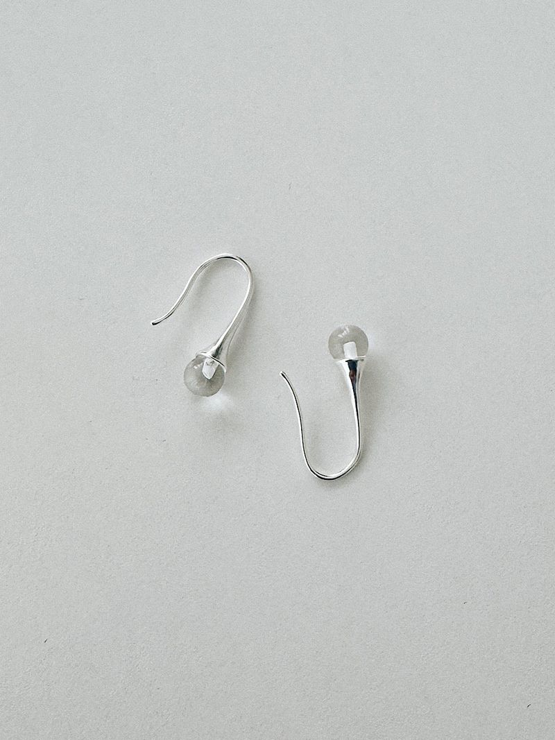 [Silver925] oar Gemstone Hook Earrings [Crystal]