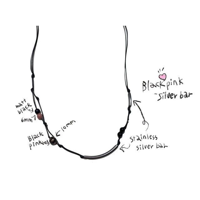 PINCUNOMARU(ピンクノマル)の「Black pink - Silver bar(Accessories)」