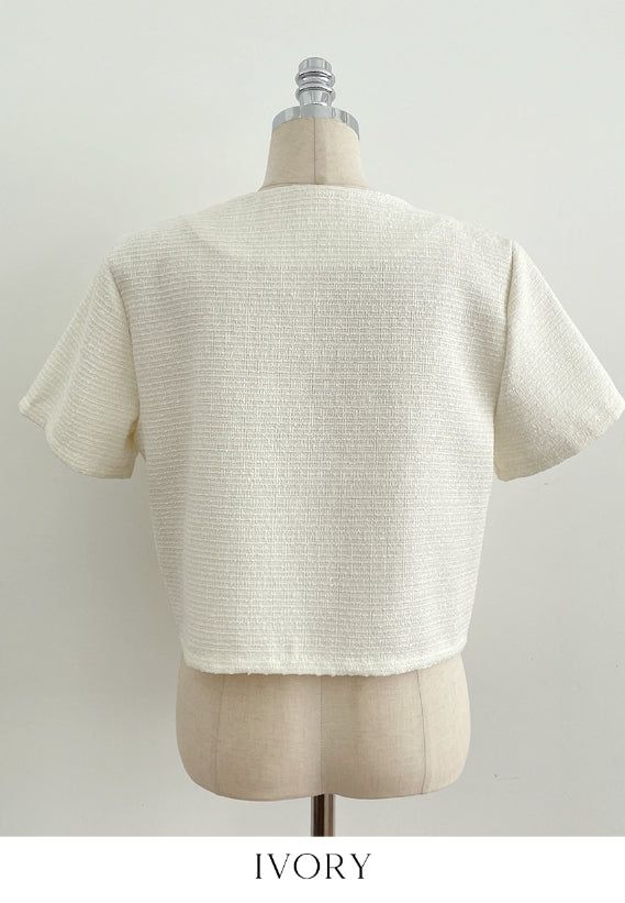 Meble Round Short Sleeve Tweed Jacket