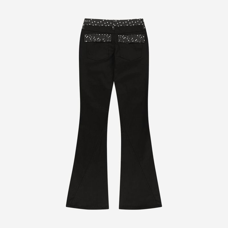 Star Trim Bootcut Trousers / Black