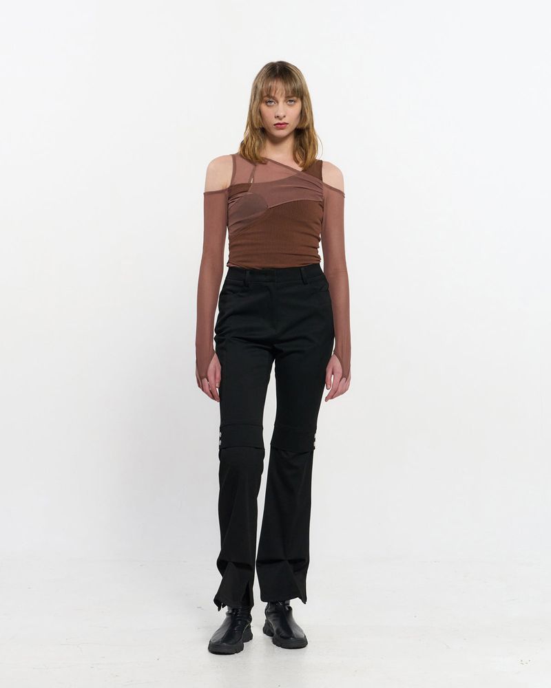 In&Out Knitted Top _  BROWN