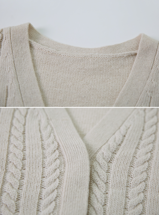 Hidden Button Cable Wool Knit Cardigan (5color)