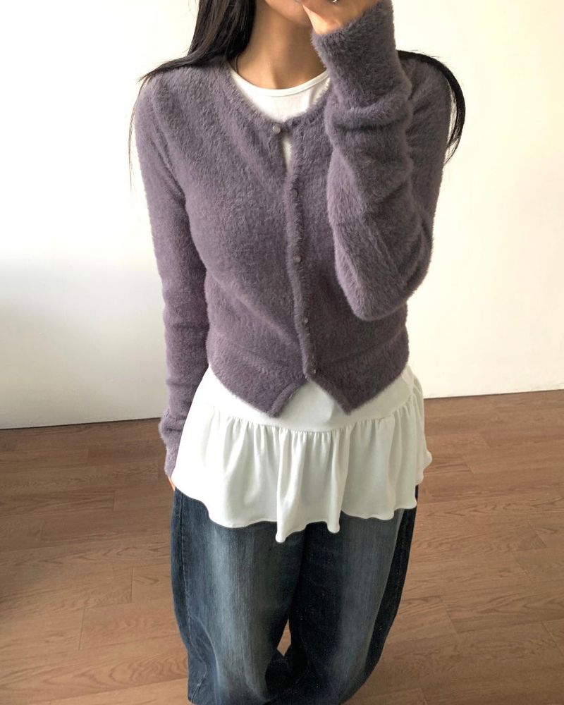 Ore Angora Fur Crop Cardigan 2C