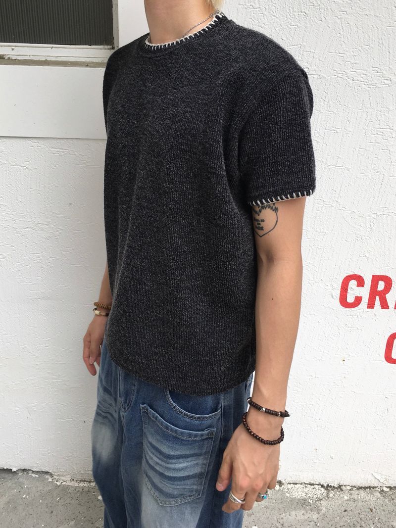 Bind-Stitch Muscle-Fit Short-Sleeve Knit 6C