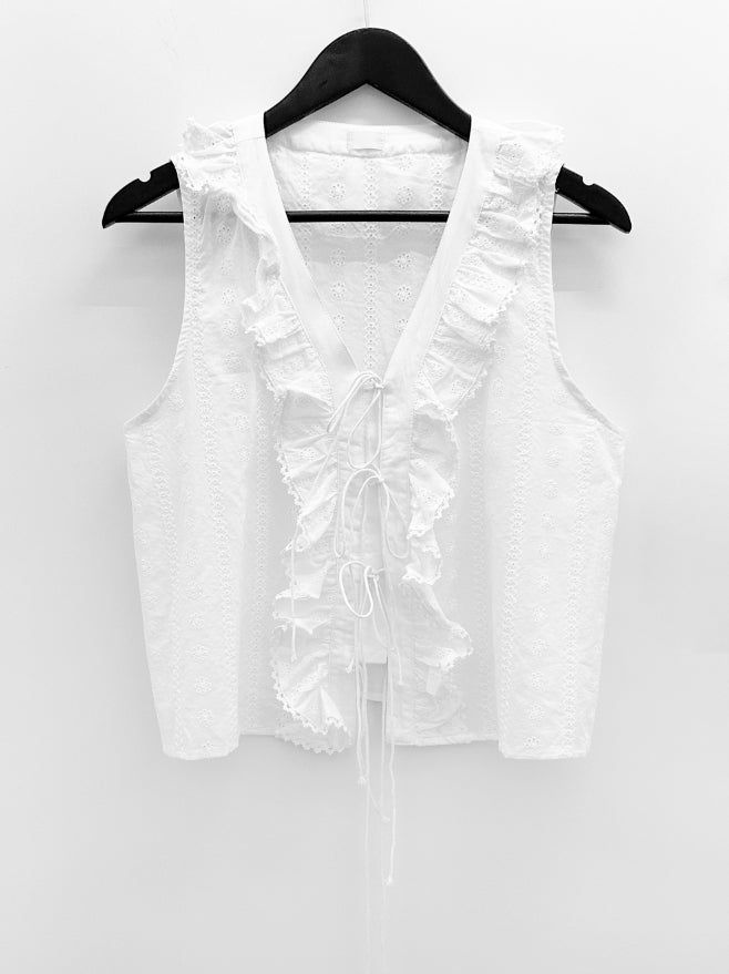 Punched Lace Ruffle Blouse