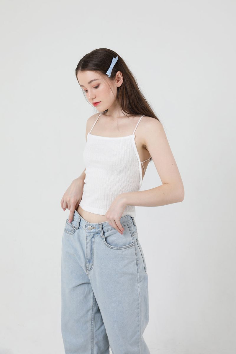Back Slit Crop Sleeveless White