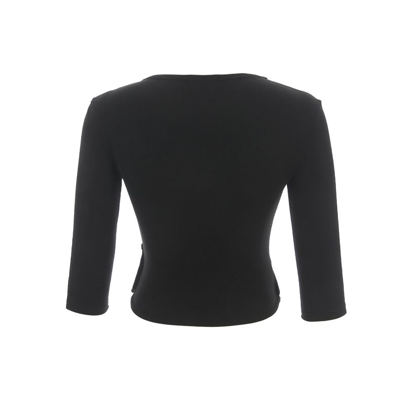 Lace button-up wrap T-shirt 001