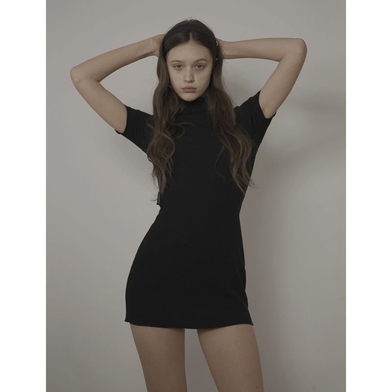 EVE HALF NECK DRESS-BLACK