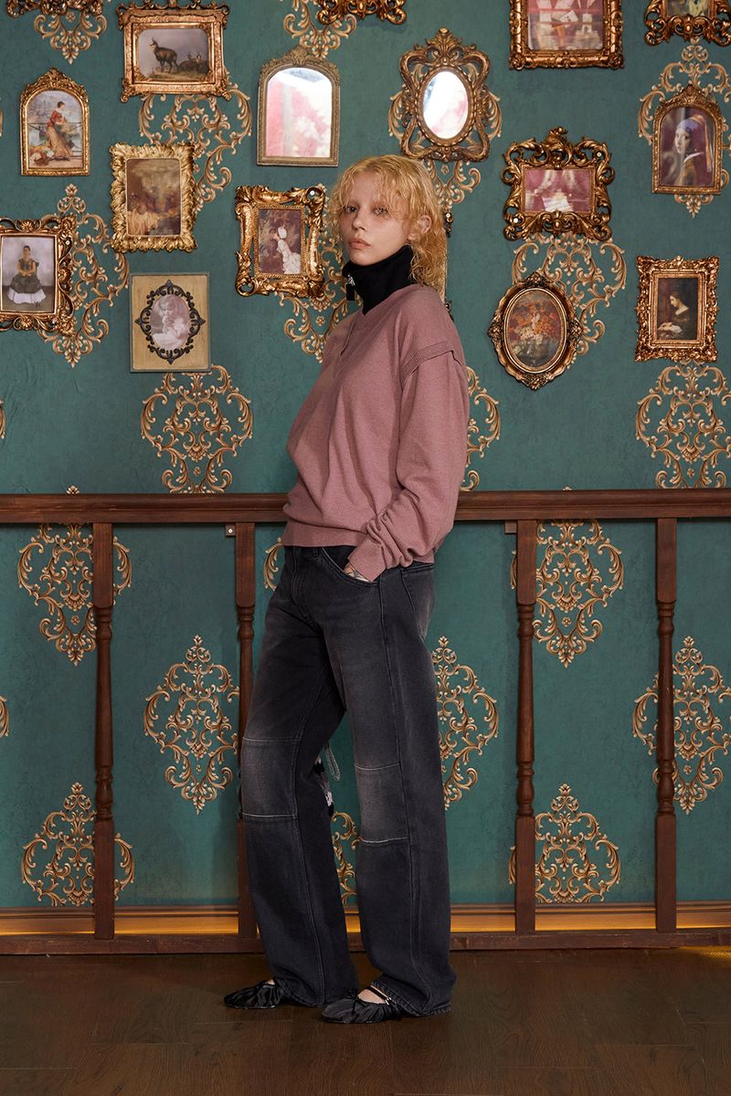 LAYERED V NECK KNIT / INDI PINK