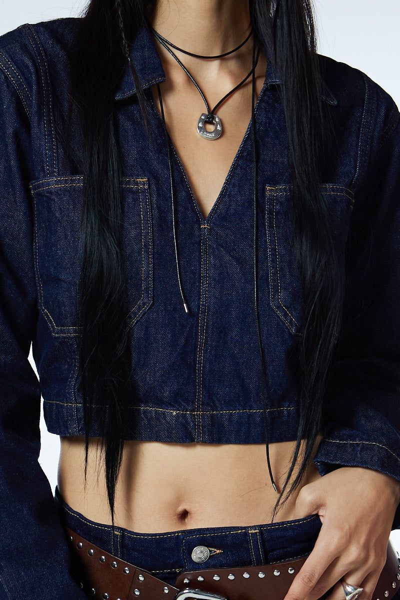 Sparkle Horseshoe Leather Necklace(BK)