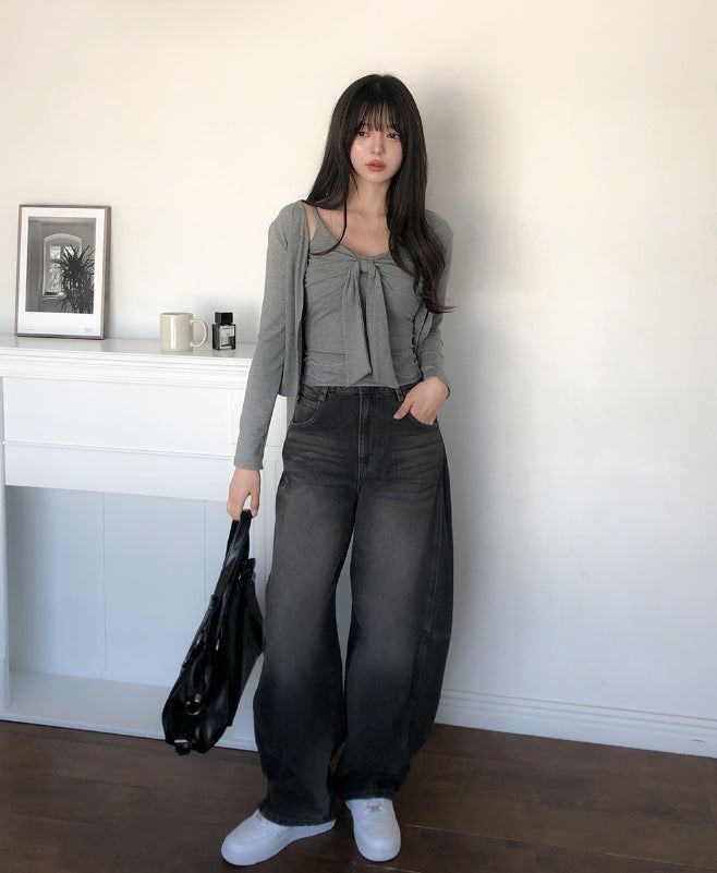 シモーヌ タイリボンカーディガンセット