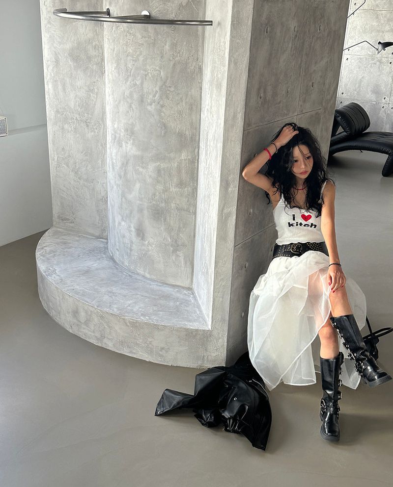 cancan frill see-through see-through long skirt