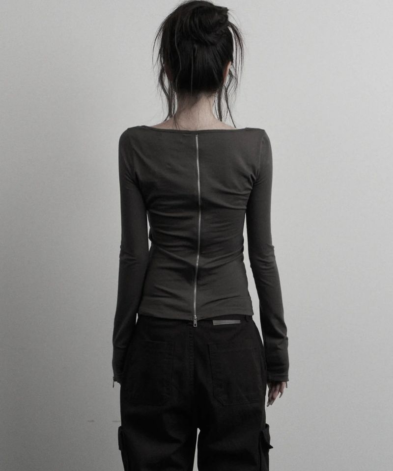 [label] back two-way zipper long sleeve (charcoal)