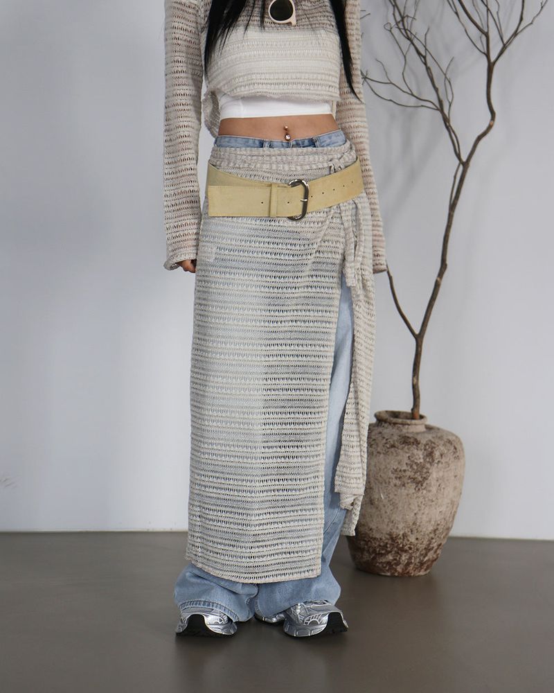 Crochet See-Through Cropped Knitwear