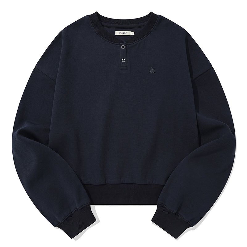KIRSH PLAIN BUTTON POINT SWEATSHIRT [DARK NAVY]