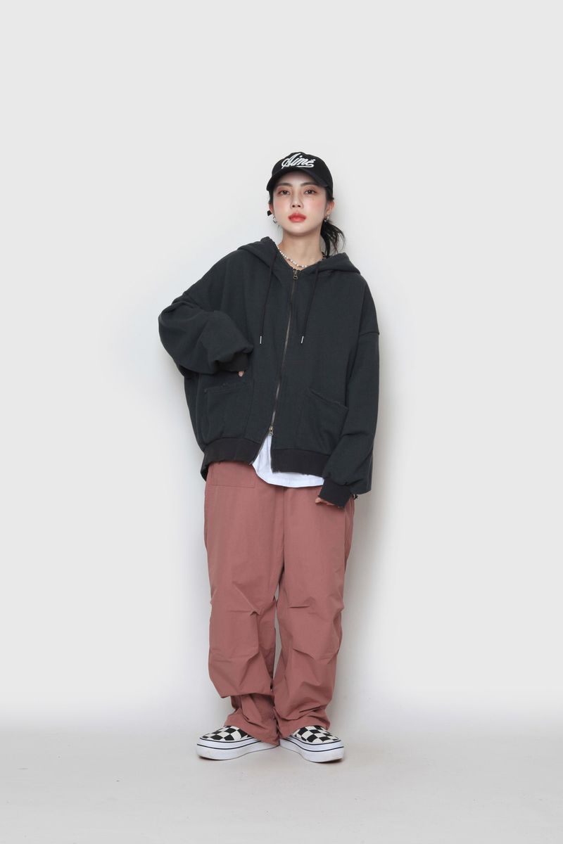 junk two-way zip-up hoodie