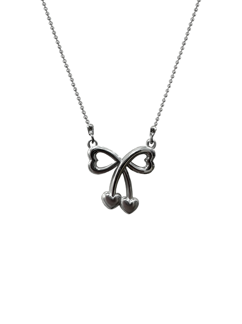 Ball chain] cherry ribbon necklace