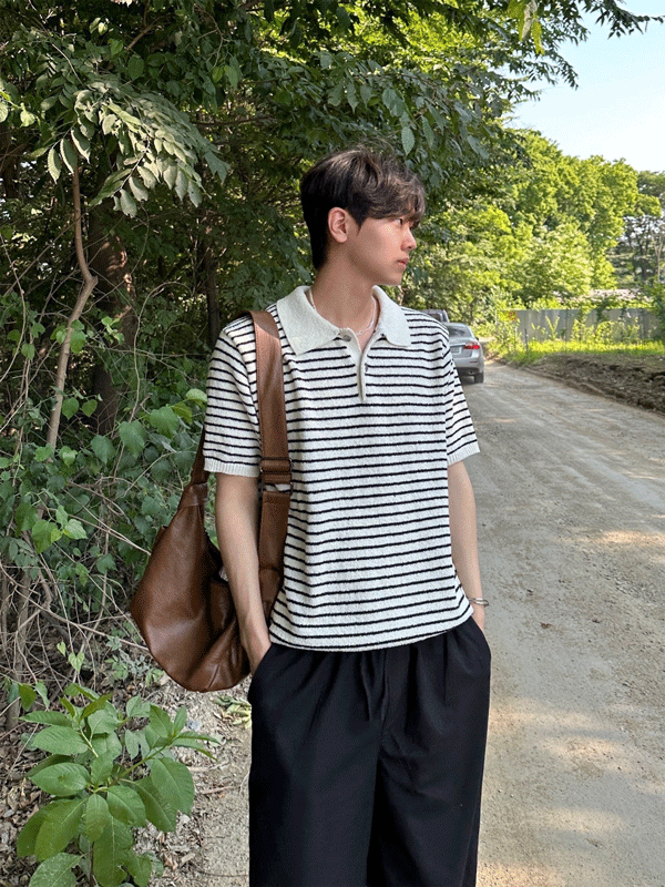 WHAT A LOOK（ワット ア ルック）の「[Premium] Dail boucle stripe collar knit（Tops）」