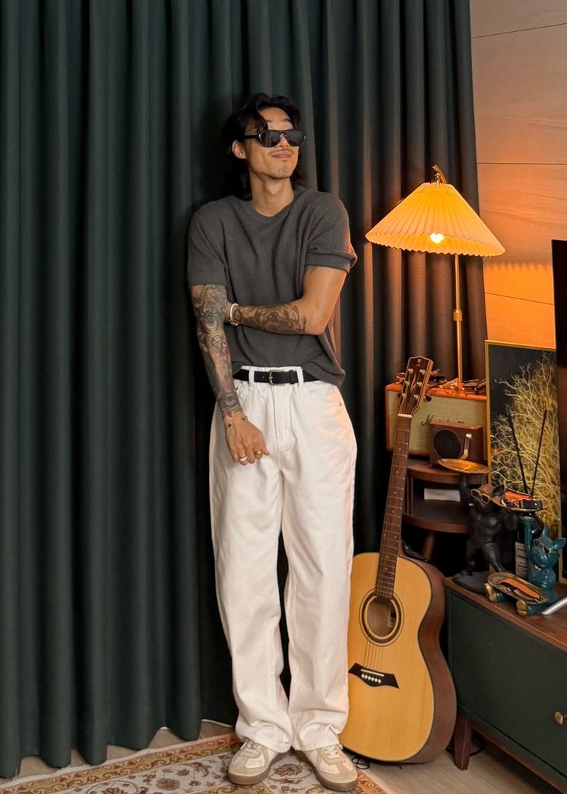 Semi-wide cotton pants 5COLOR