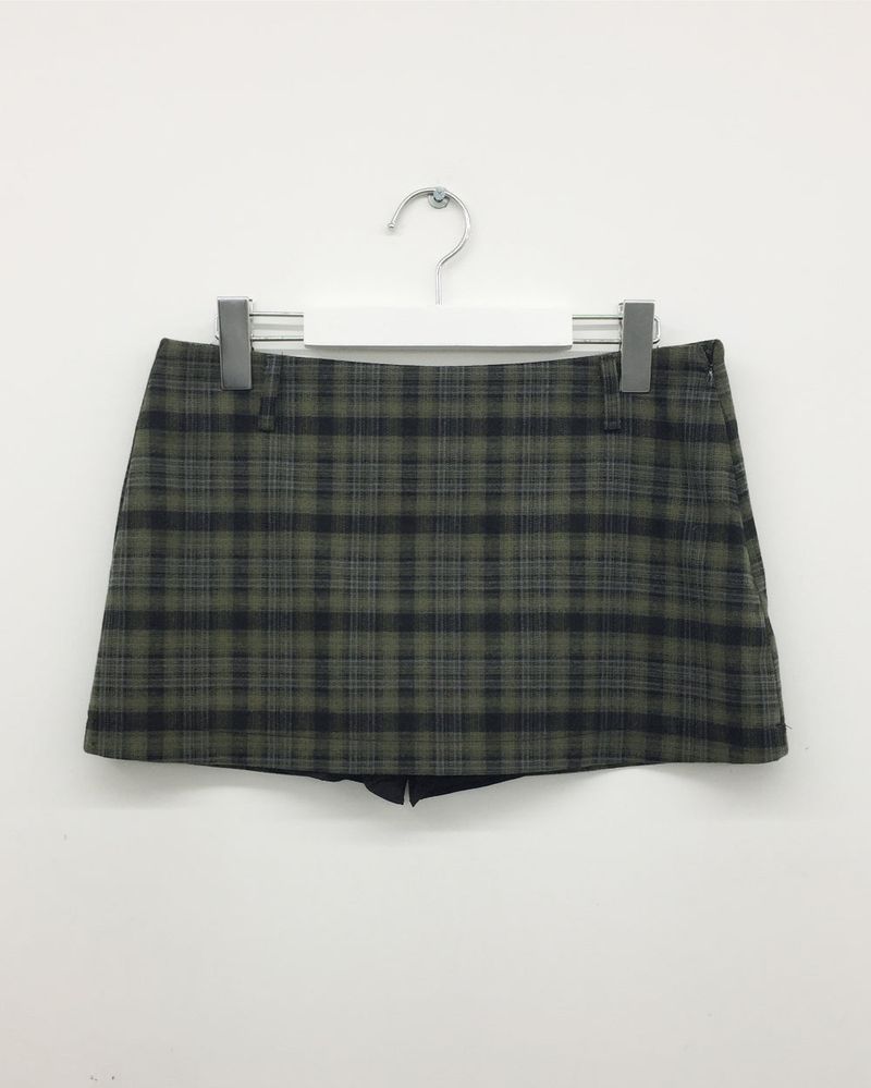 Plaid Peach Mini Skirt (2color)