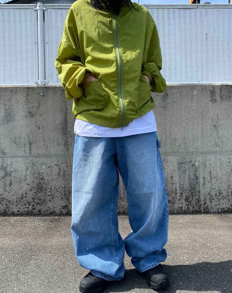 hoody nylon wind breaker (green)