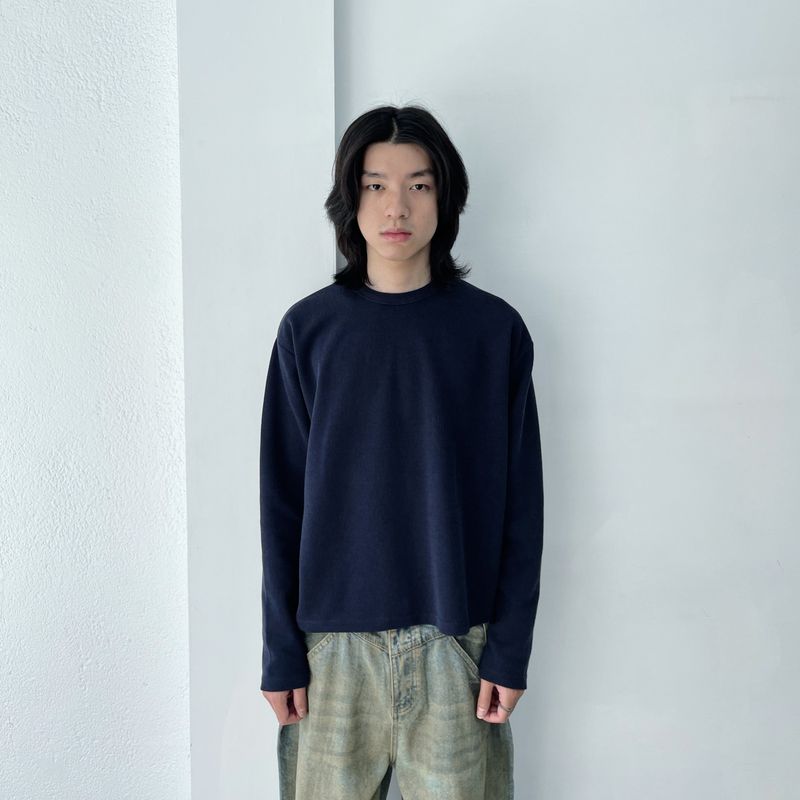 FADE MEET（フェードミート）の「シティーボーイシルエットリラックスドレープボクシーリブトップス（トップス）」