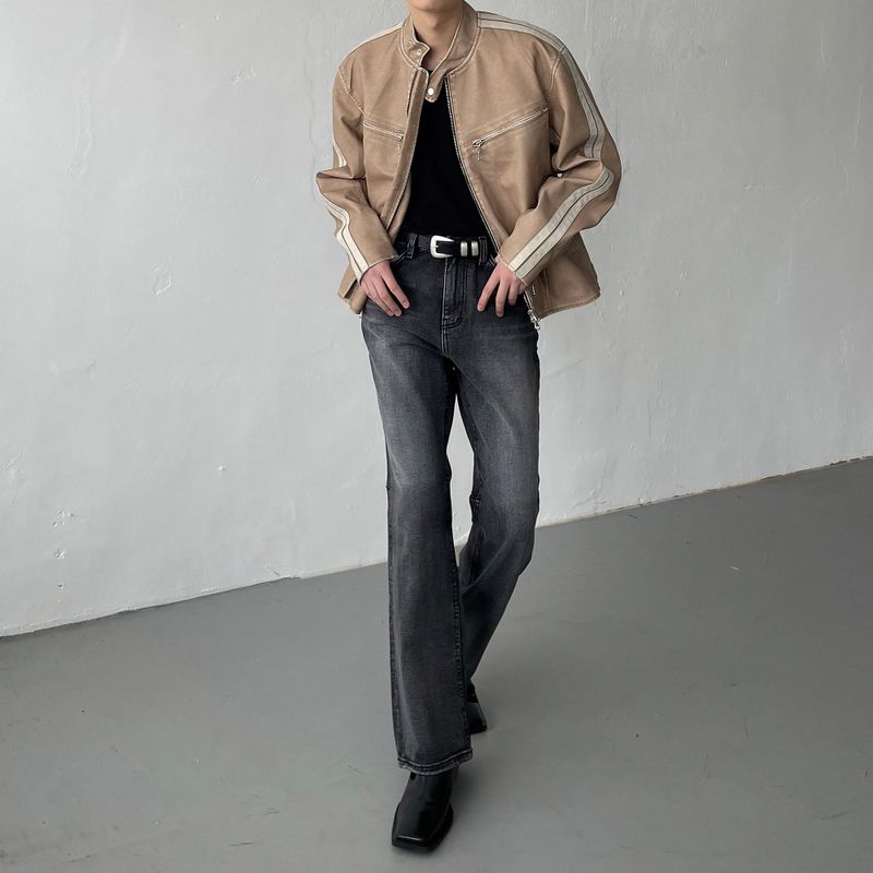 MG608 All Brush Back Slit Bootcut Denim