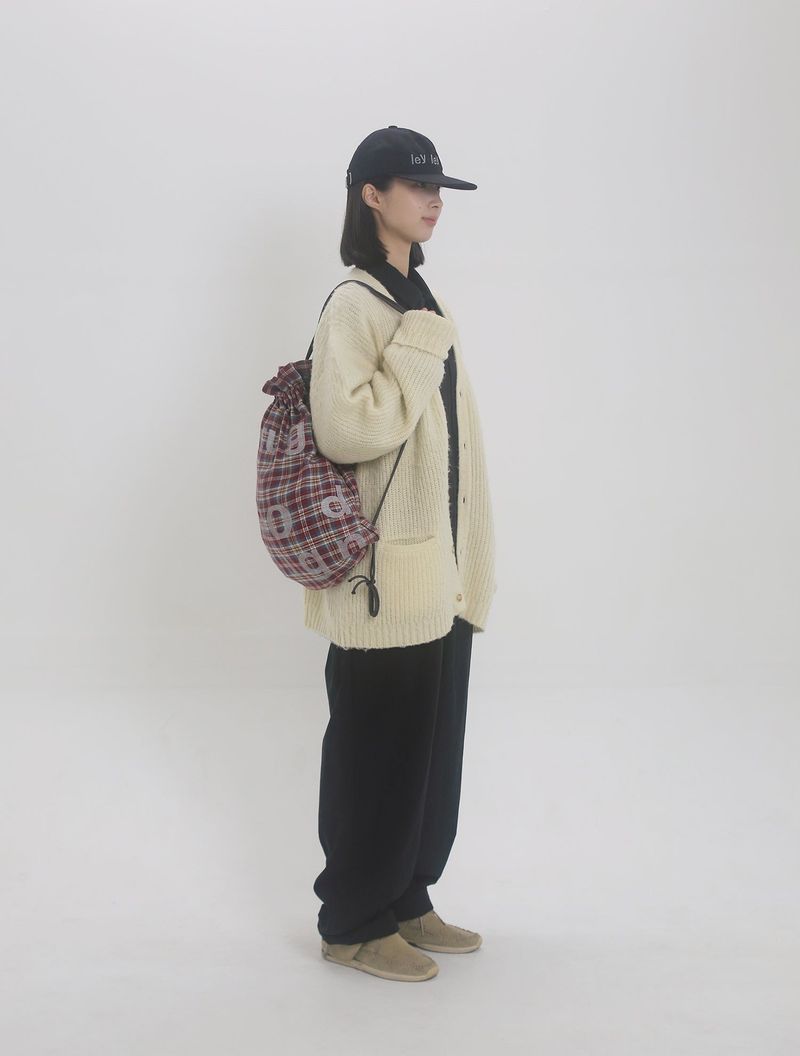 000 Design Check Gym Sack / Burgundy
