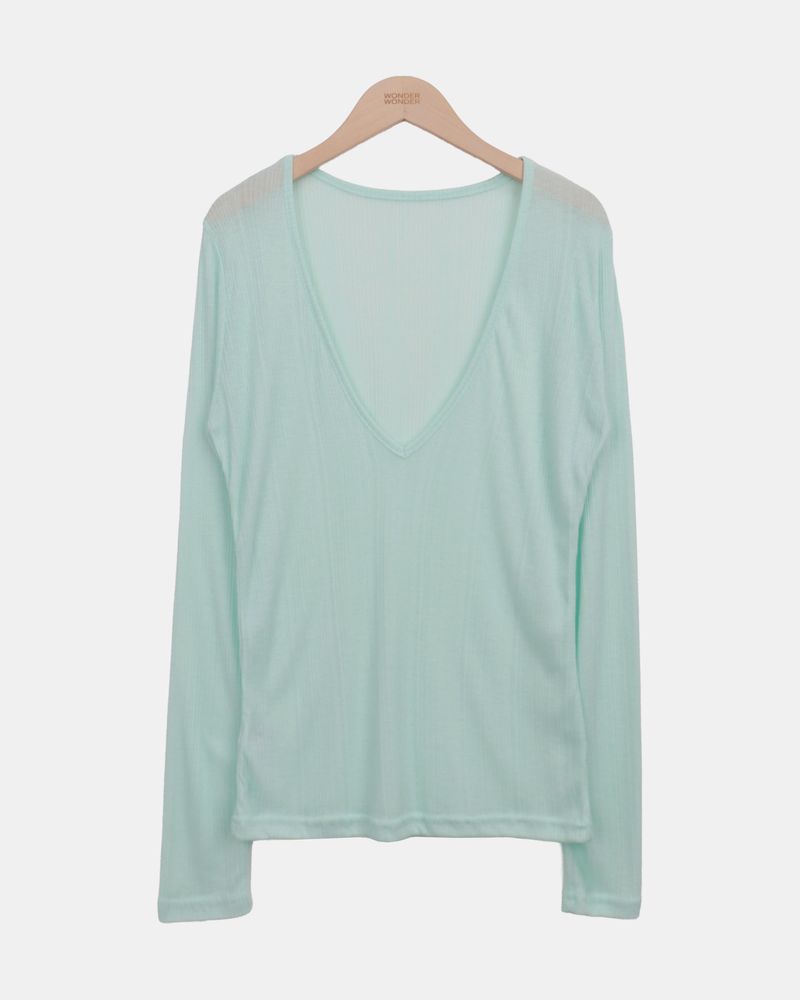 Kazel Deep V-Neck Long-Sleeve T-Shirt