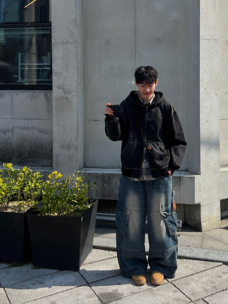 Rough Denim String Cargo Pants