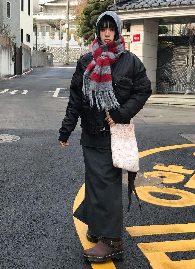 (WOOL) TIE STRAP LAYERED SKIRT