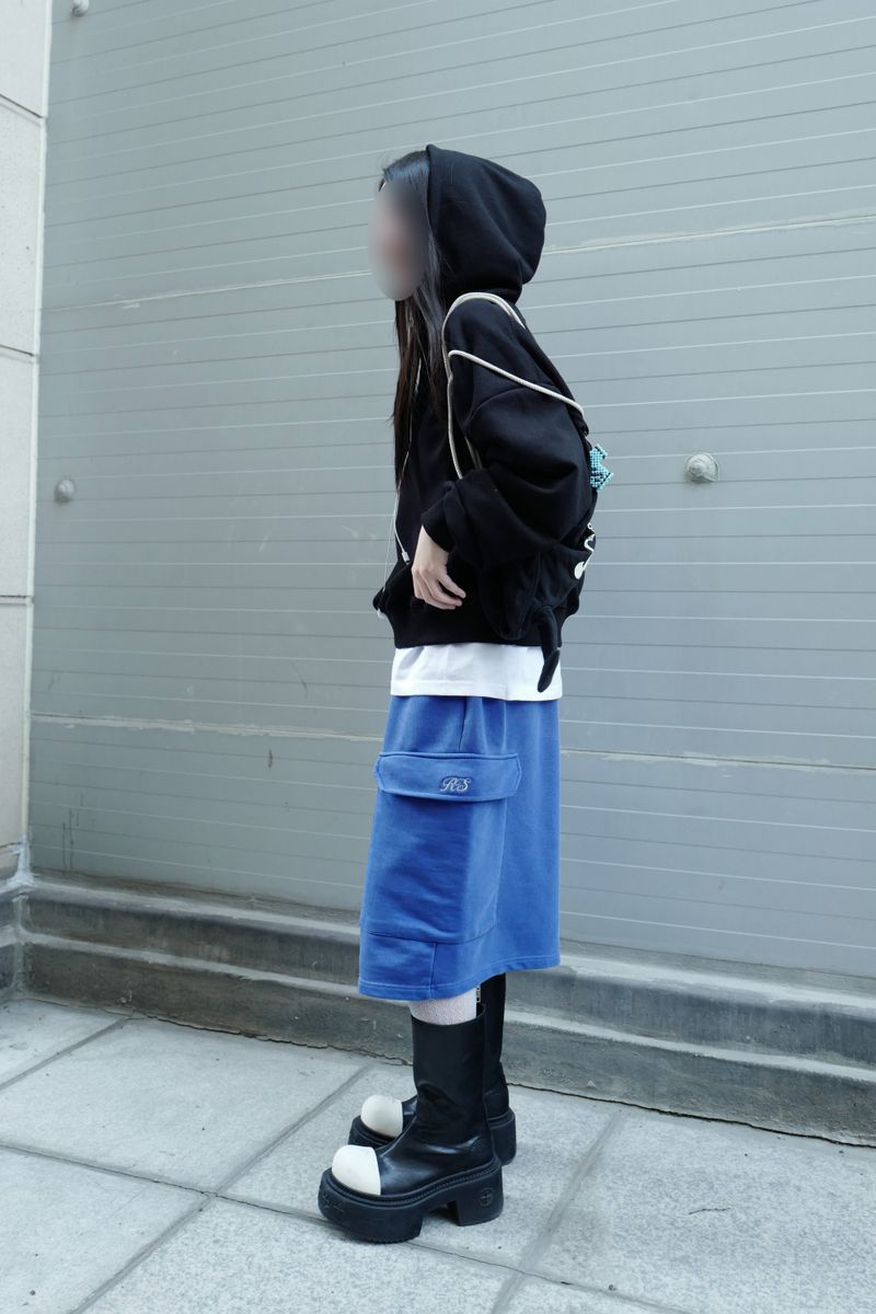 Black button hoodie