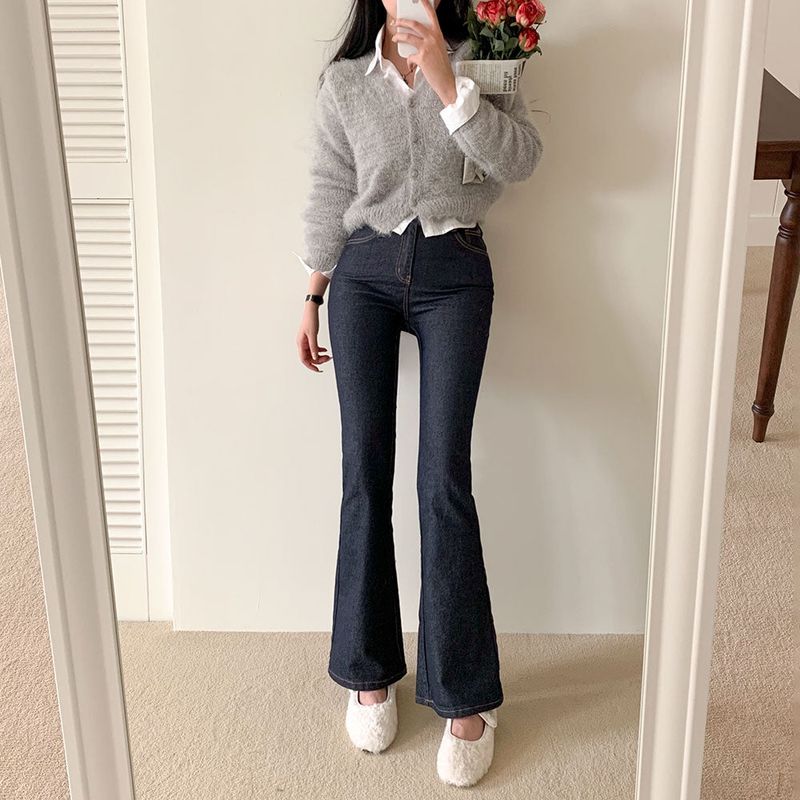 [BELLIDE MADE / 2 lengths] Color change X, non-fade boot cut denim pants