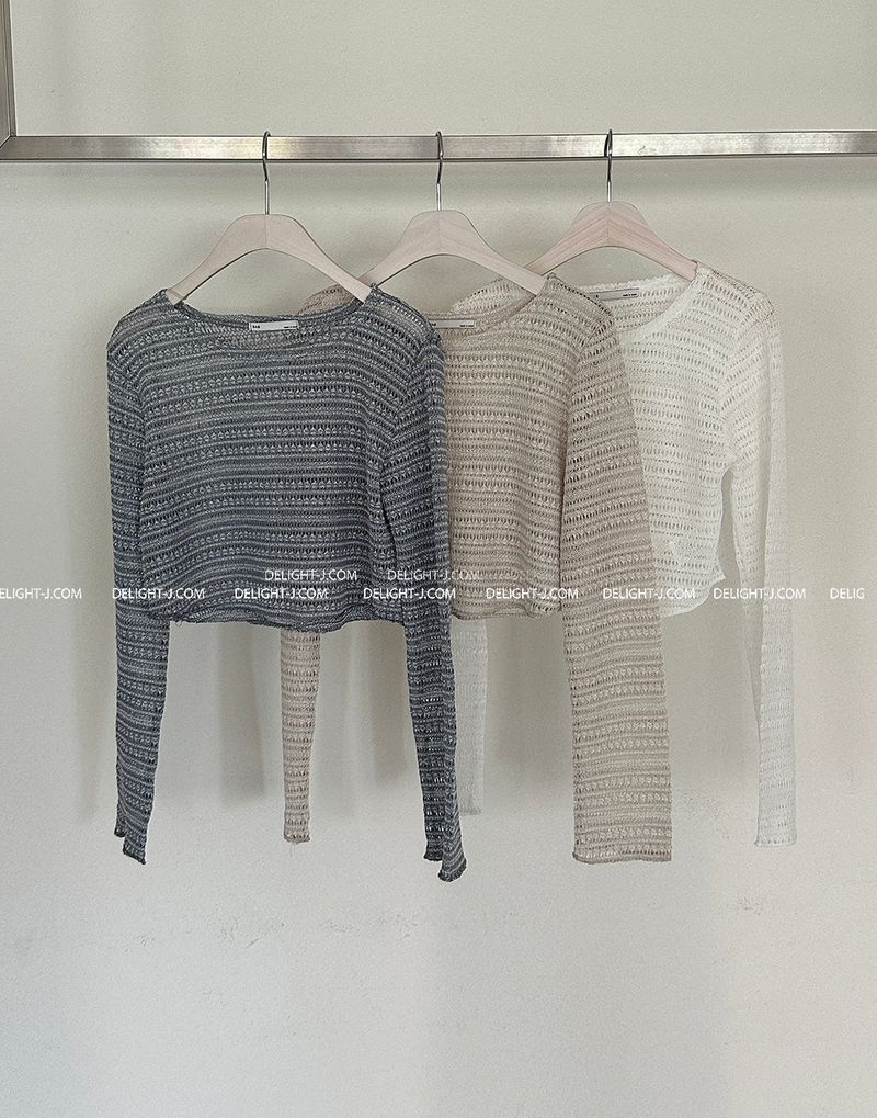 Crochet See-Through Cropped Knitwear