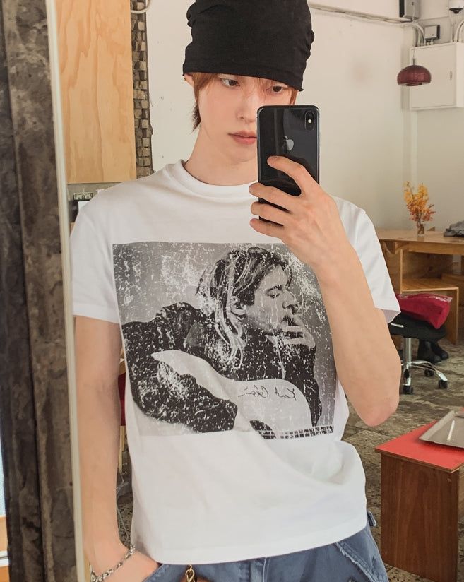 Grunge Vintage Photo Print Short Sleeve T-shirt
