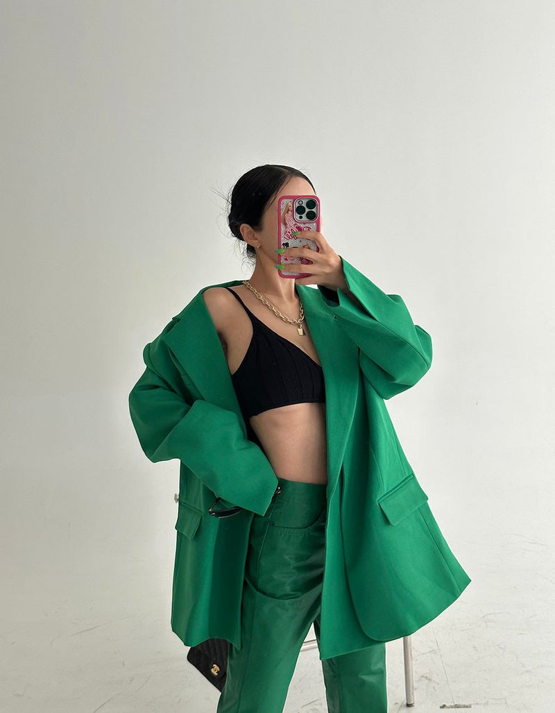 double collar oversized fit blazer jacket