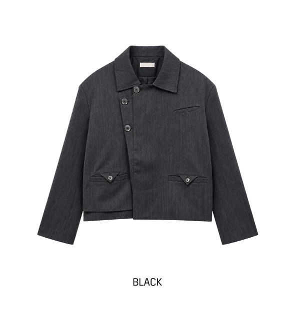 Rugen diagonal button crop blazer