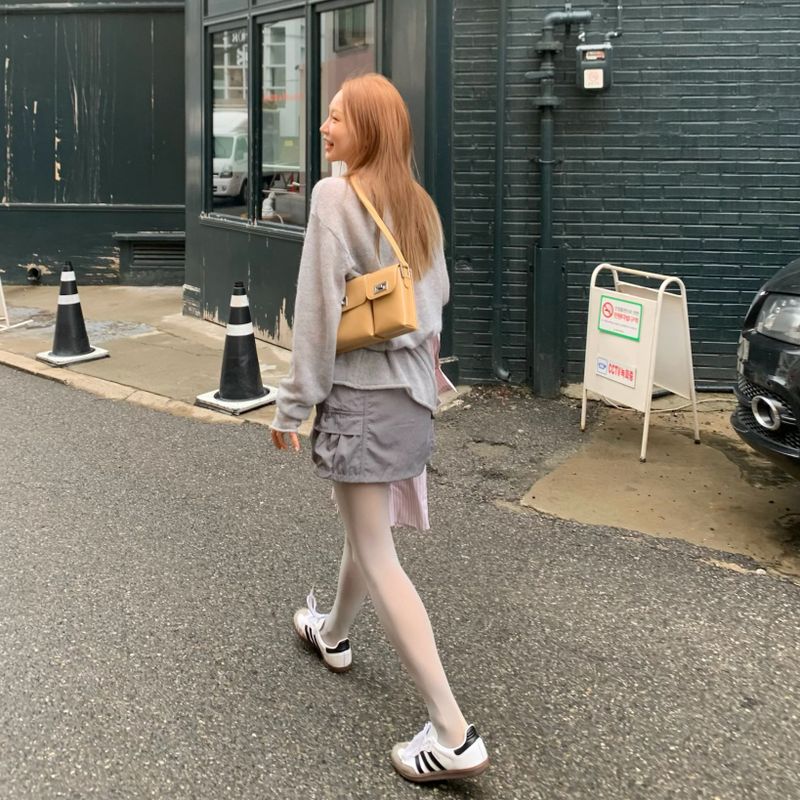 ナイロンミニスカート (Grey)