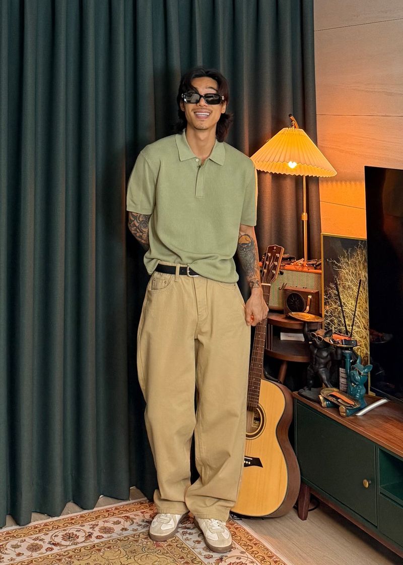 Semi-wide cotton pants 5COLOR
