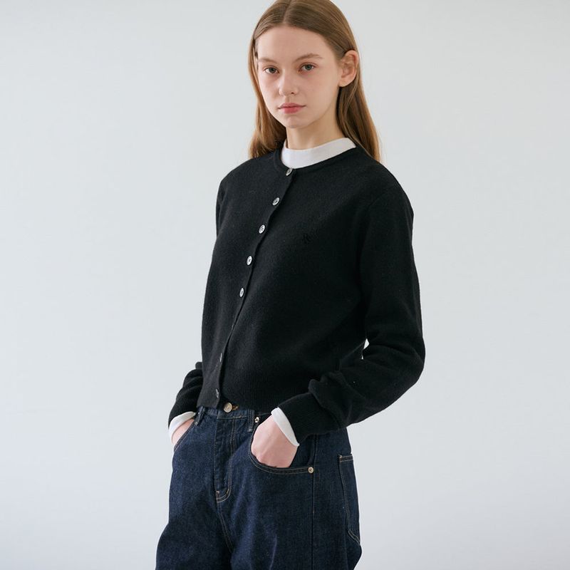 RVS Round Neck Cardigan Black