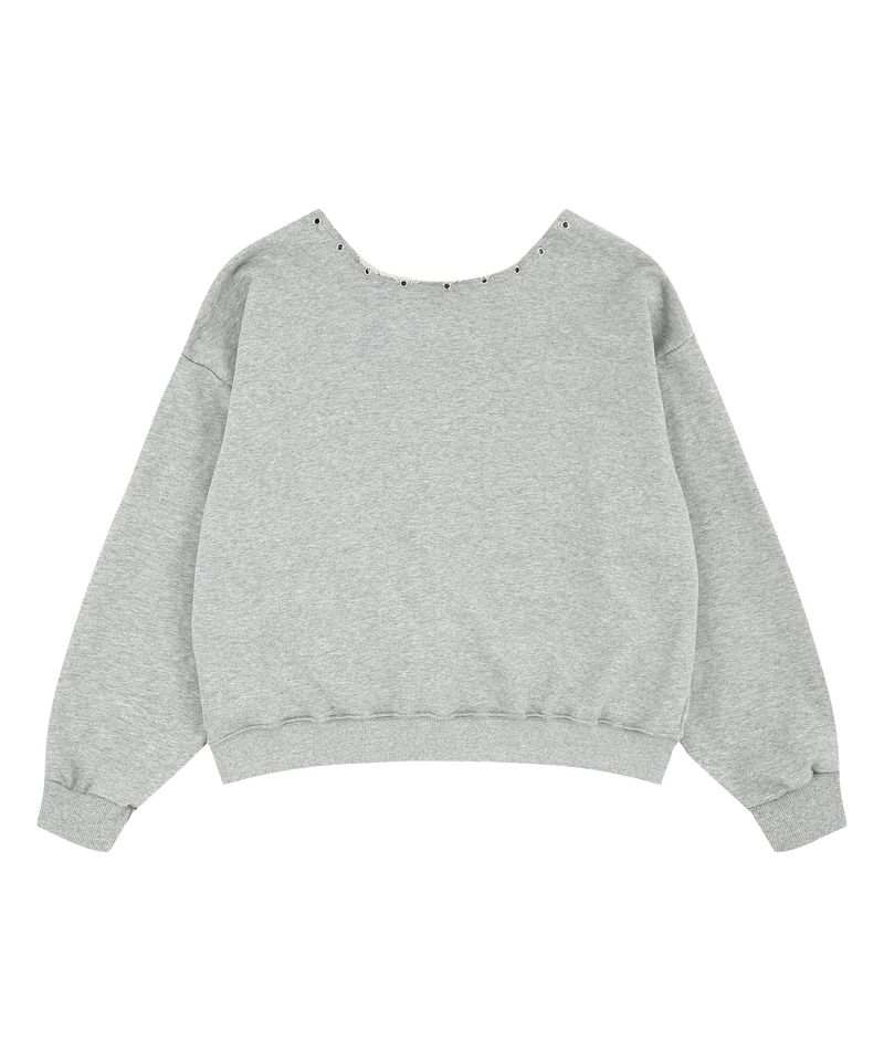 Gothic One-Shoulder Sweatshirt - Grey