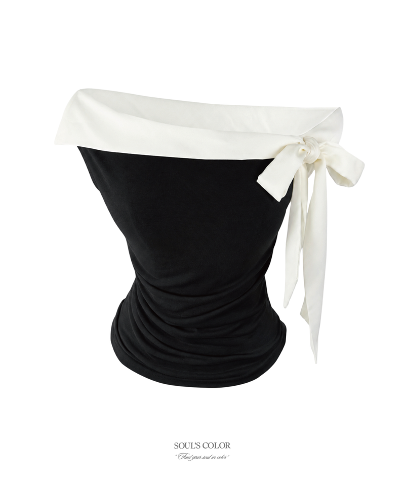 SOUL'S COLOR（ソウルズカラー）の「Claire Ribbon Off-Shoulder Top (2color)（Tops）」