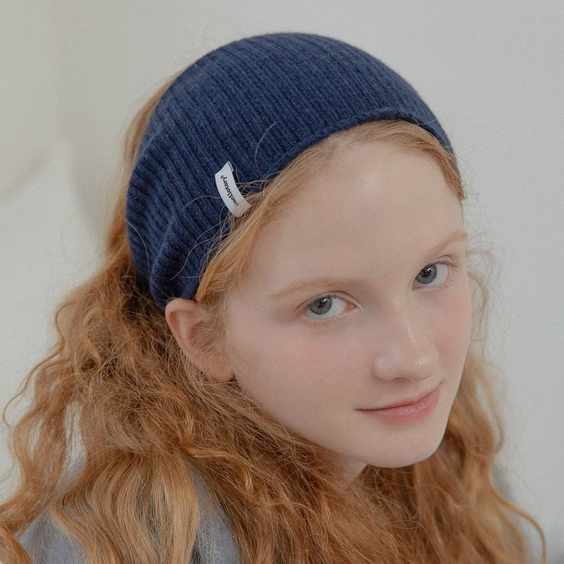 [CASHMERE 100%] CASHMERE BASIC HAIR BAND (NAVY)